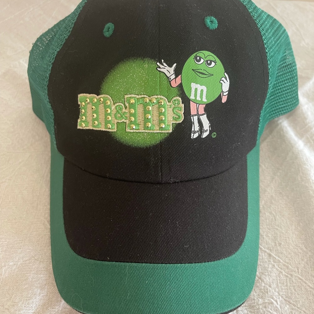 M&M’s Mrs. Green /Black shimmery gold studded Cap